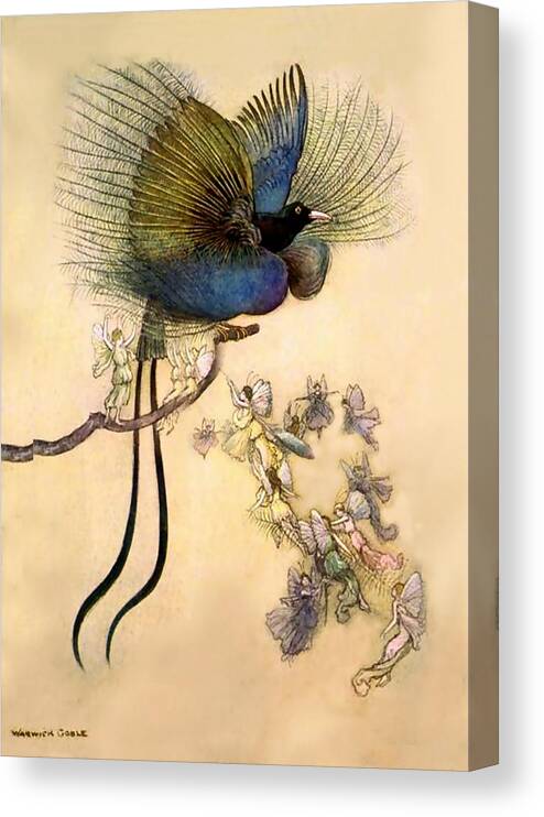 “warwick Goble” Canvas Print featuring the digital art The Most Beautiful Bird of Paradise by Patricia Keith