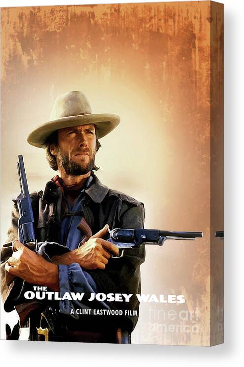 Movie Poster Canvas Print featuring the digital art The Outlaw Josey Wales by Bo Kev