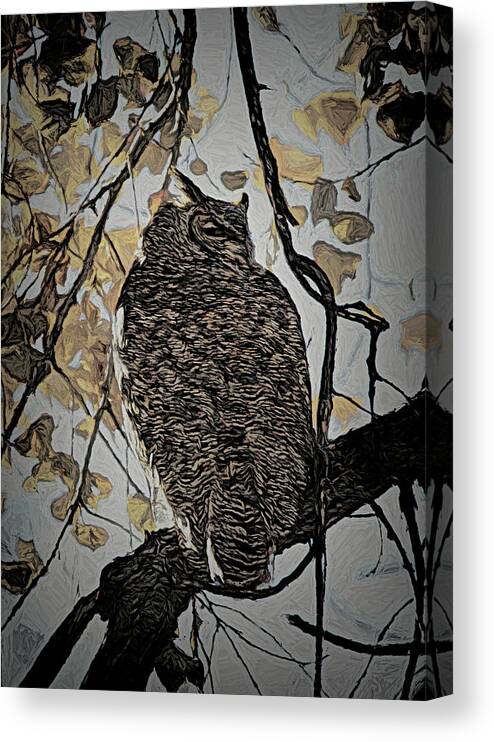 Owl Canvas Print featuring the digital art The Owl by Ernest Echols