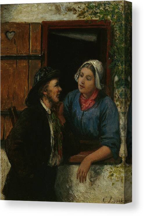 Carl Lorck Canvas Print featuring the painting The pilot and his wife, 1881 by O Vaering by Carl Lorck