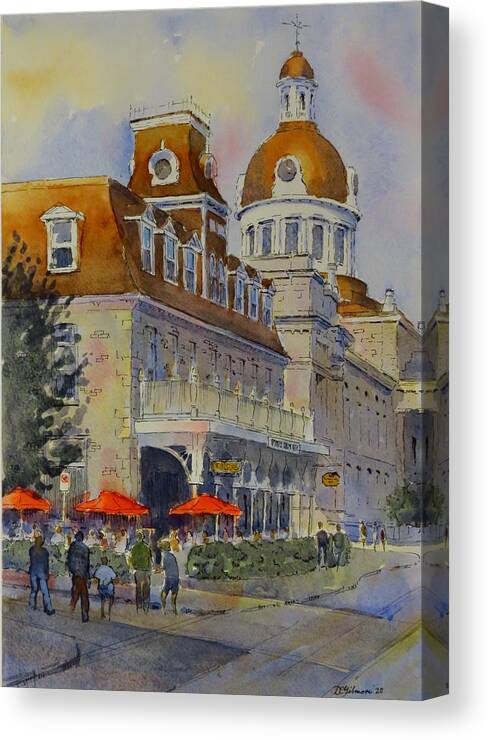 Kingston Canvas Print featuring the painting The Prince George with Red Umbrellas by David Gilmore
