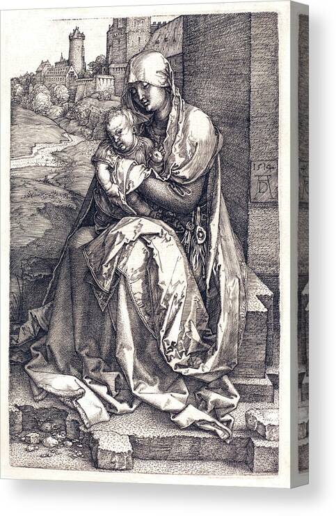 Virgin Canvas Print featuring the drawing The Virgin and Child by Long Shot