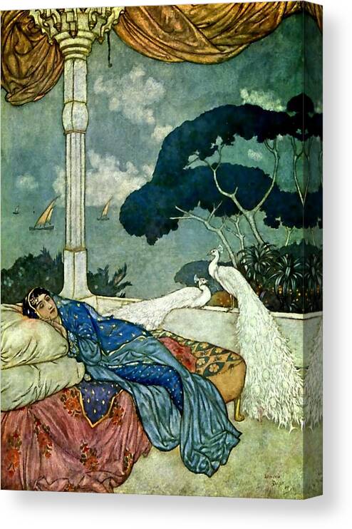 “edmund Dulac” Canvas Print featuring the digital art Thinking of Lady Yang by Patricia Keith
