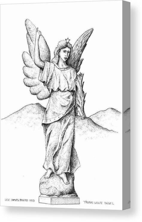 Thomas Wolfe Canvas Print featuring the drawing Thomas Wolfe Angel by Lee Pantas