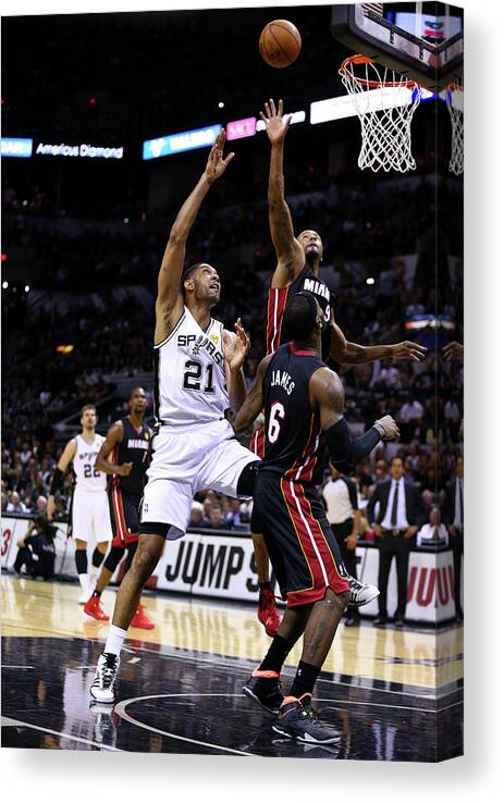 Playoffs Canvas Print featuring the photograph Tim Duncan and Rashard Lewis by Andy Lyons