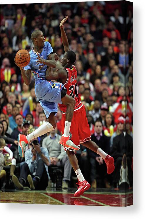 Nba Pro Basketball Canvas Print featuring the photograph Tony Snell and Jamal Crawford by Jonathan Daniel
