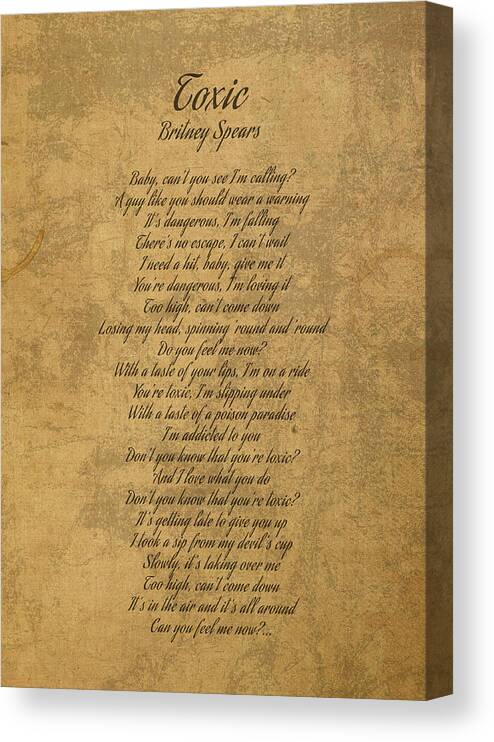 Toxic by Britney Spears Vintage Song Lyrics on Parchment Duvet Cover by  Design Turnpike - Instaprints