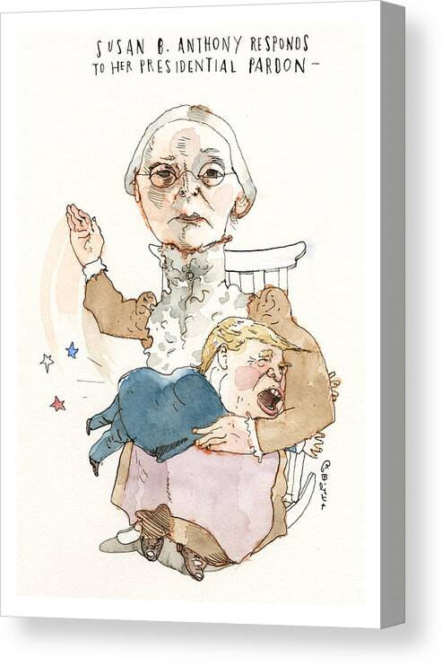 Trump Takes A Knee Canvas Print featuring the painting Trump Takes A Knee by Barry Blitt