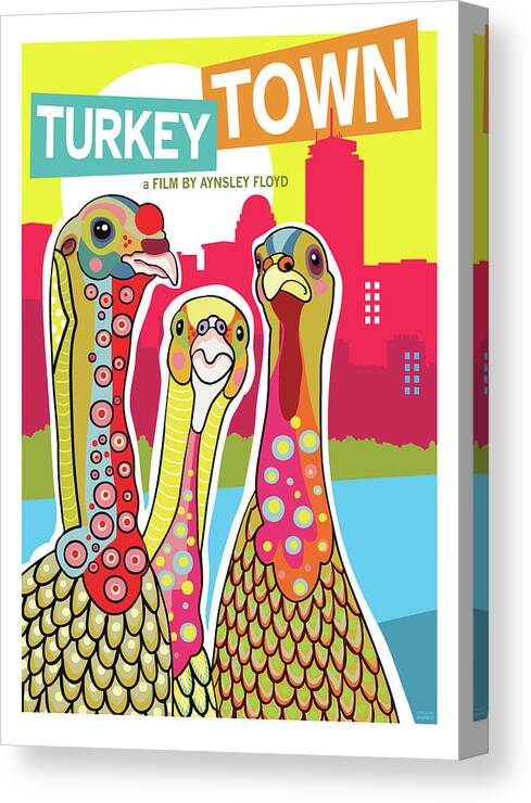 Turkeys Canvas Print featuring the digital art Turkey Town by Caroline Barnes