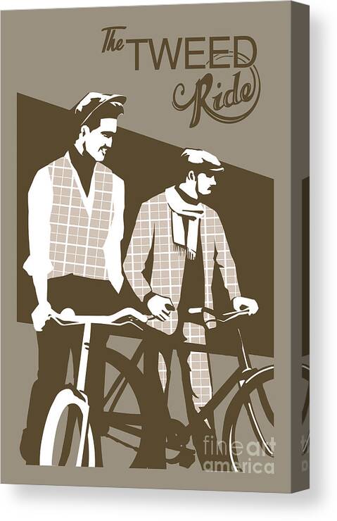 Tweed Ride Canvas Print featuring the painting Tweed Ride Retro Cycling by Sassan Filsoof