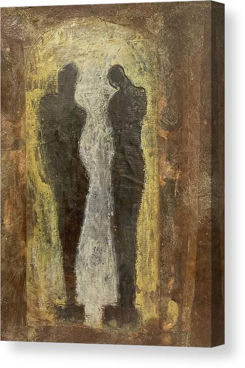 Wax Canvas Print featuring the painting Two figures in the dorway by David Euler