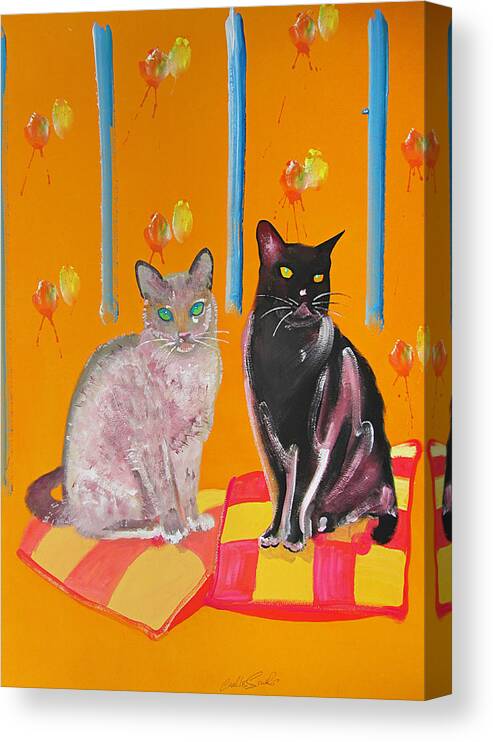 Cats Canvas Print featuring the painting Two Oriental Cats by Charles Stuart