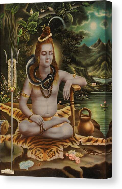 Siva Canvas Print featuring the painting Umapati Shankar by Narottam Narayan Sharma