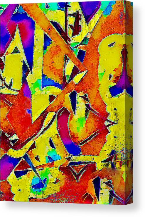 Landscape Canvas Print featuring the digital art Urban sunrise graffiti abstract by Silver Pixie