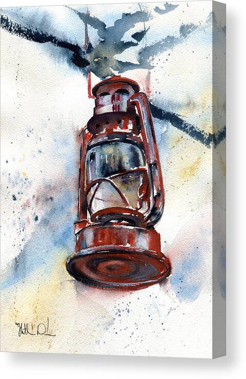 Lantern Canvas Print featuring the painting Vintage Lantern by Dora Hathazi Mendes