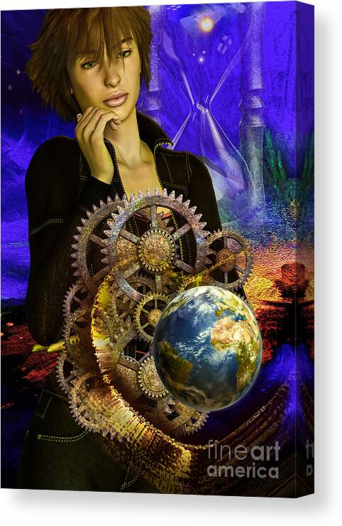 Wheels Canvas Print featuring the digital art Watching The Wheels Go Round by Shadowlea Is