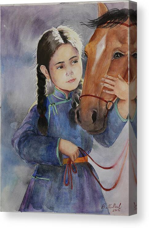 We Canvas Print featuring the painting We Are Friends by Munkhzul Bundgaa