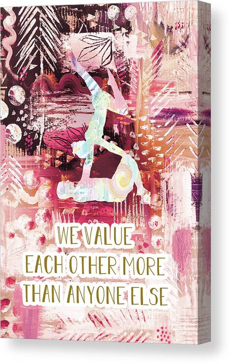 We Value Each Other Canvas Print featuring the drawing We value each other by Claudia Schoen