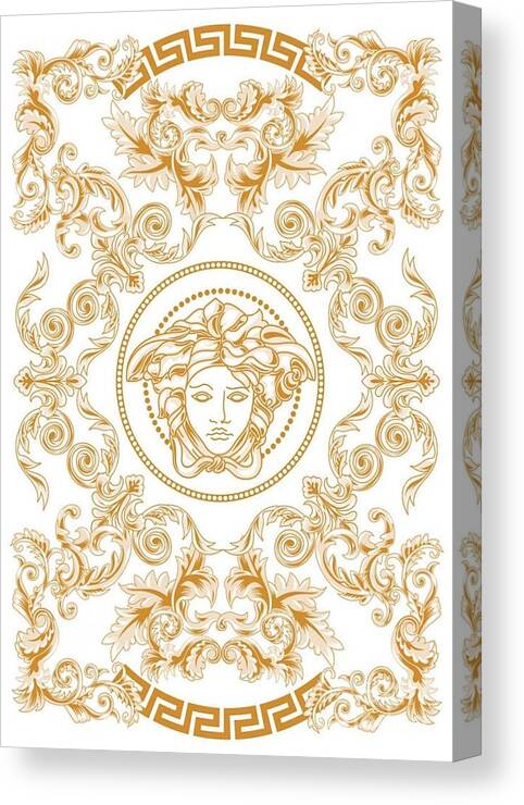 White and Gold Ornate Medusa Canvas Print / Canvas Art by Versace