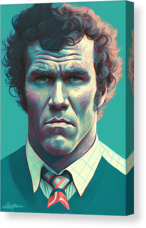 Will Ferrell  Style Of Virginia Art Canvas Print featuring the painting WILL FERRELL  style of Virginia Lee Burton by Asar Studios by Celestial Images