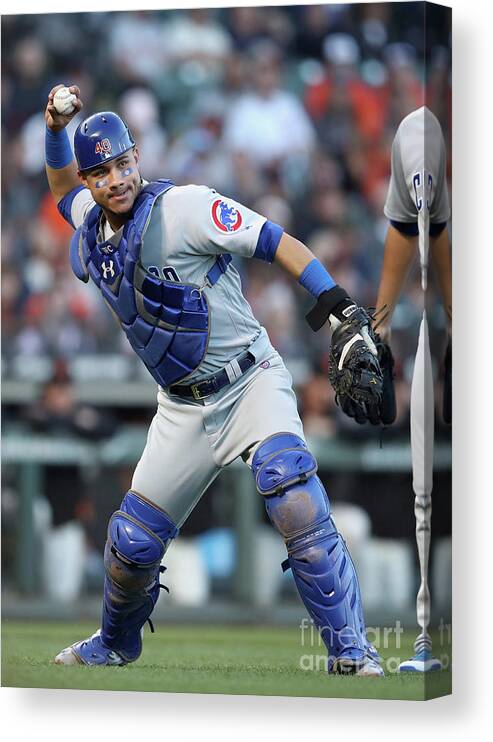 San Francisco Canvas Print featuring the photograph Willson Contreras and Nick Hundley by Ezra Shaw