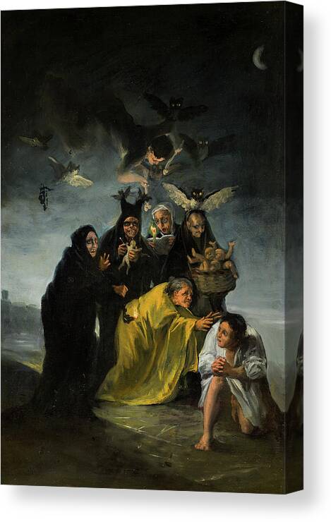 Francisco De Goya Canvas Print featuring the painting Witches' Sabbath, Las Brujas by Francisco de Goya