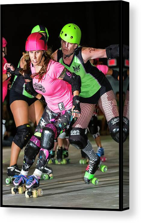 Roller Derby Canvas Print featuring the photograph Women Who Fly #7 by Christopher W Weeks