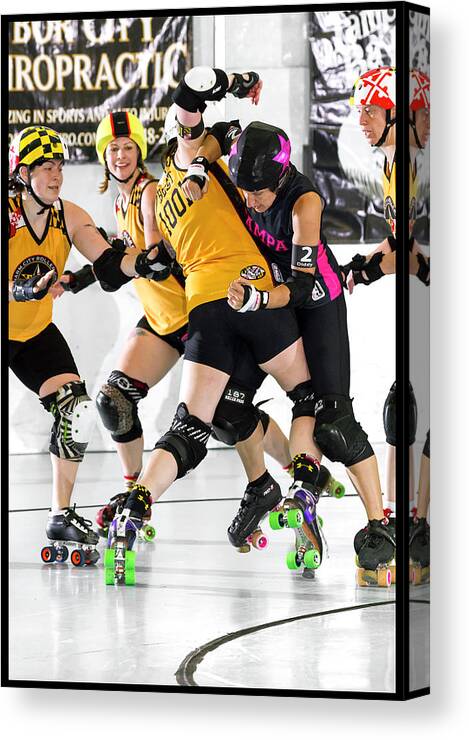 Roller Derby Canvas Print featuring the photograph Women Who Fly#5 by Christopher W Weeks