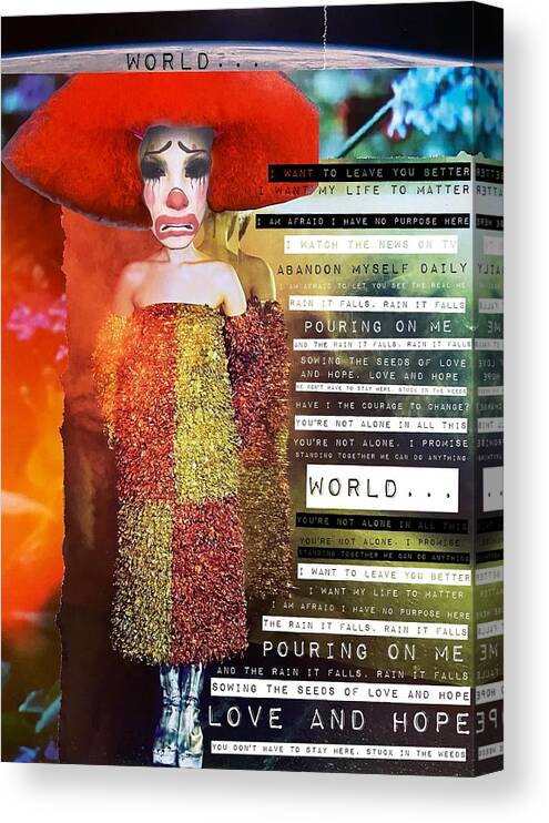 Collage Canvas Print featuring the digital art World... by Tanja Leuenberger