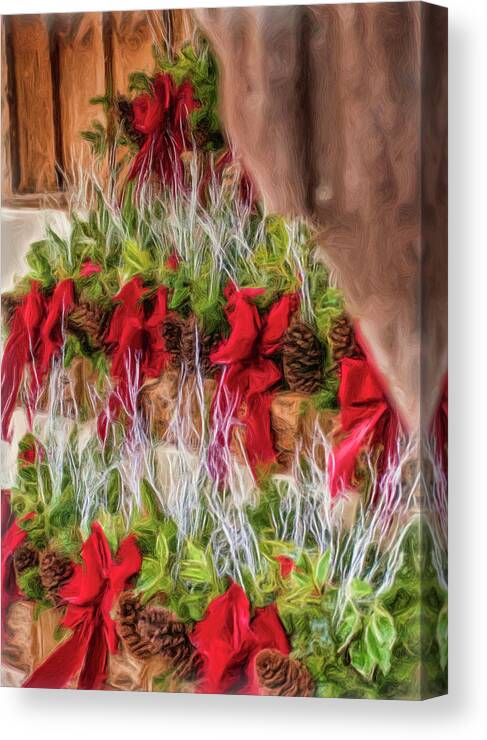 Christmas Canvas Print featuring the photograph Wreaths in a barn by Cordia Murphy