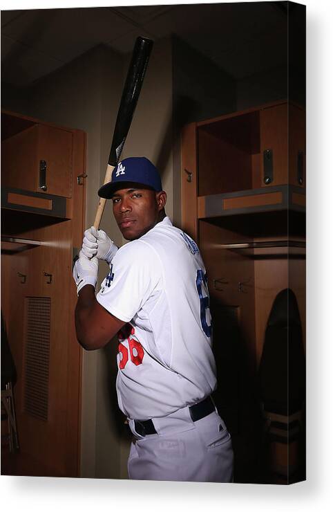 Media Day Canvas Print featuring the photograph Yasiel Puig by Christian Petersen
