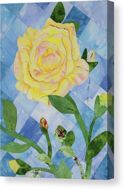 Fiber Art Canvas Print featuring the mixed media Yellow Rose of Texas 3 by Vivian Aumond