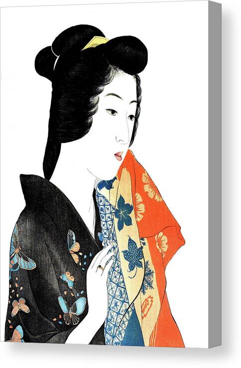 Japan Canvas Print featuring the digital art Young Woman with Towel by Long Shot