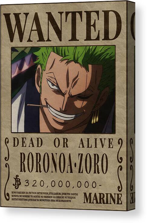 Zoro Bounty Wanted Poster One Piece Canvas Print / Canvas Art by Anime One  Piece - Pixels