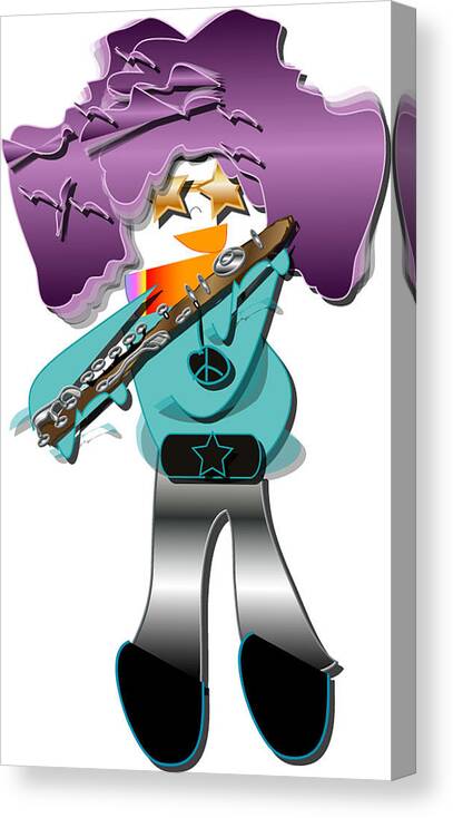 Music Canvas Print featuring the digital art Flute Player #1 by Marvin Blaine