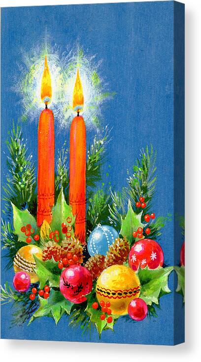 Christmas Candles Canvas Print featuring the painting Christmas Candles by Stanley Cooke