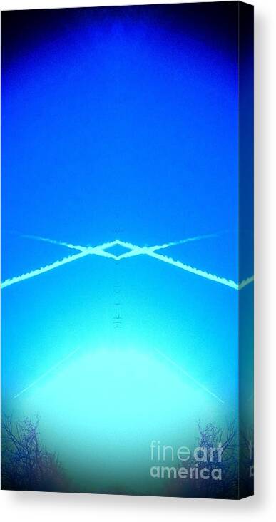 Contrails Canvas Print featuring the photograph Chemtrail Pyramid by Karen Newell