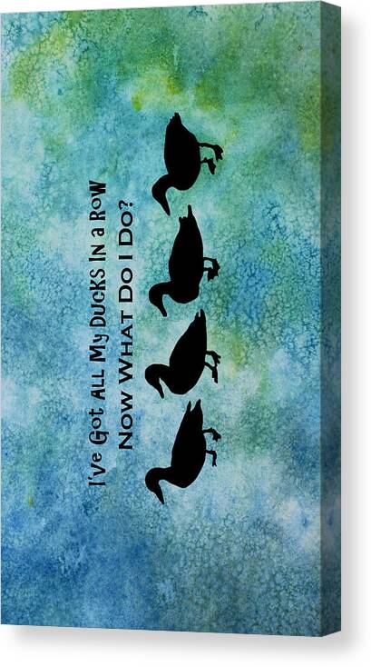 Geese Canvas Print featuring the mixed media Ducks in a Row by Jenny Armitage