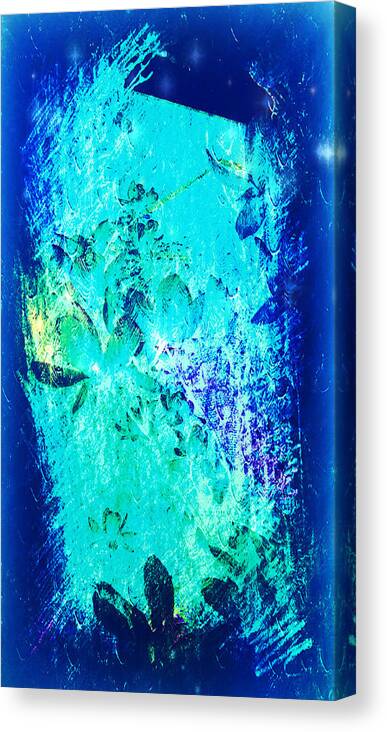 Blue Art Canvas Print featuring the mixed media Flower Shadows in Blue by Xueyin Chen