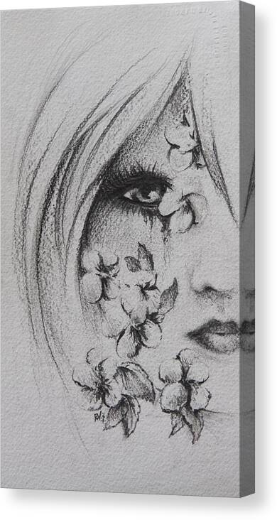 Flowers Canvas Print featuring the drawing flowers for Rachel by William Russell Nowicki