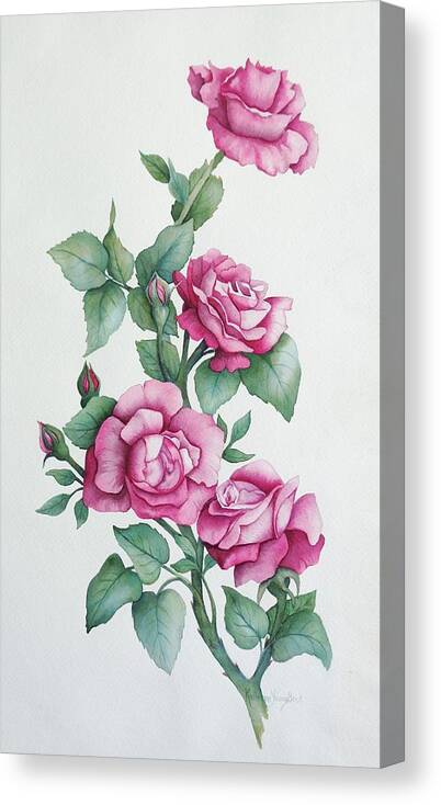 Print Canvas Print featuring the painting Grandma Helen's Roses by Katherine Young-Beck