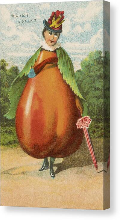 Vintage Canvas Print featuring the drawing How do I a pear by Aged Pixel