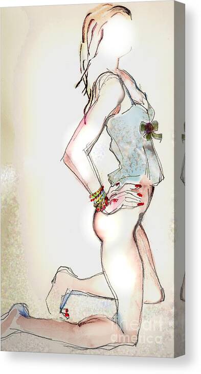 Female Nude Canvas Print featuring the painting Little Miss Sunshine - lingerie by Carolyn Weltman