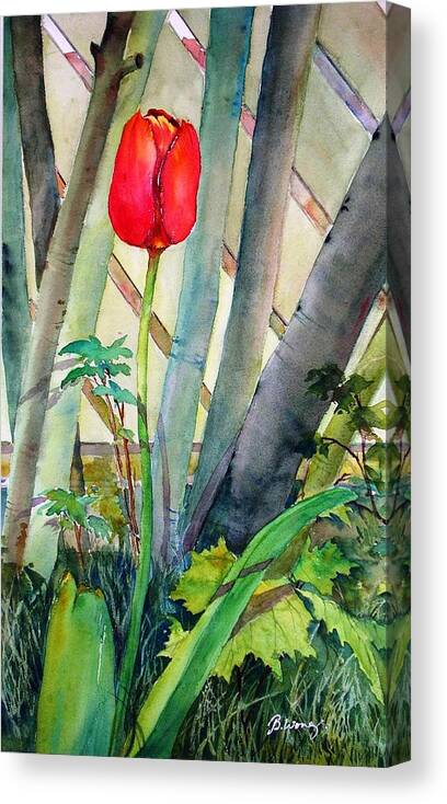Flower Canvas Print featuring the painting Lonely Tulip by Betty M M Wong