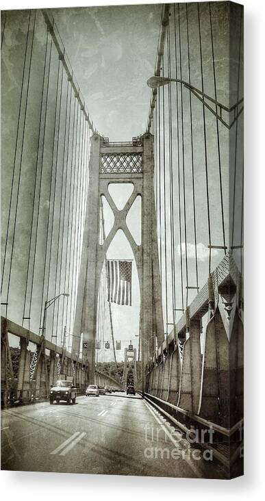 Mid Hudson Suspension Bridge Canvas Print featuring the photograph Mid Hudson Suspension Bridge by Beth Ferris Sale