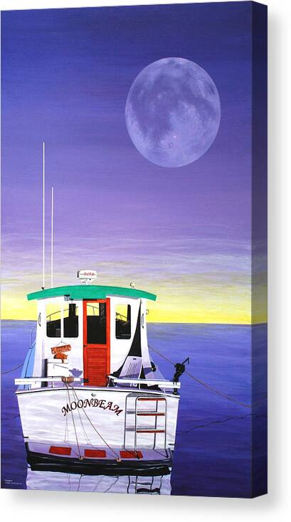 Seascape Canvas Print featuring the painting Moonbeam by Wilfrido Limvalencia