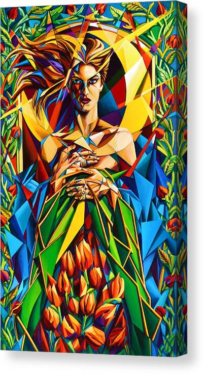 Girl Canvas Print featuring the painting Muse Spring by Greg Skrtic