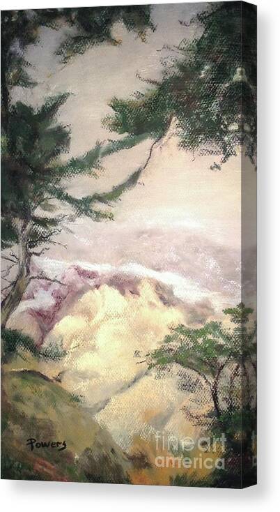 California Canvas Print featuring the painting Pebble Beach Vista by Mary Lynne Powers