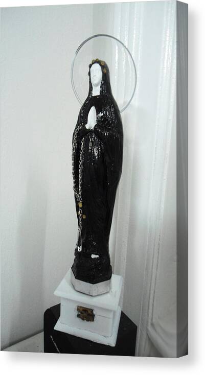 Black Canvas Print featuring the sculpture Punk-holy mother 2 by Golden Section