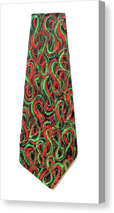 Christmas Canvas Print featuring the painting Red and Green Figure-Eight Necktie by Michael Morgan